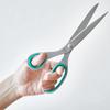 ALLEX Left Handed Scissors for Adult 7.8" All Metal Office Scissors for Desk, Japanese Stainless Steel Blade with Non-Slip Soft Ring, Green, Made in JAPAN view 2