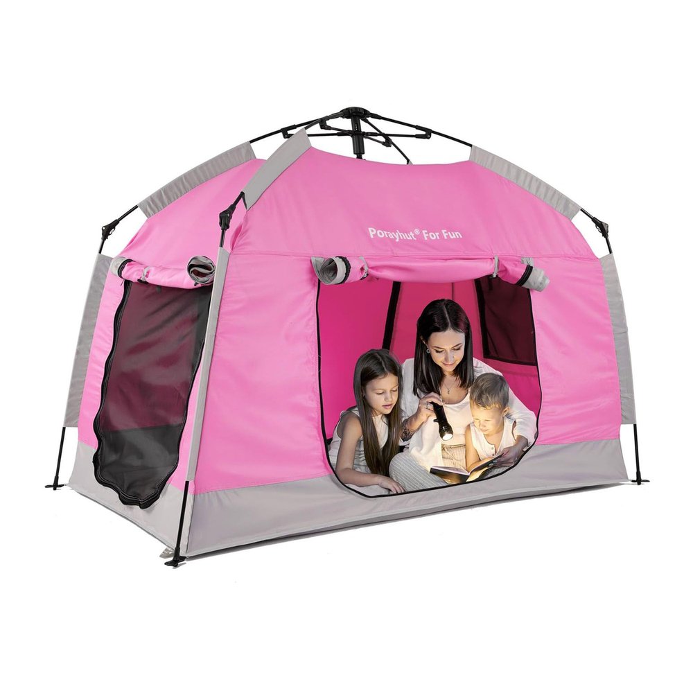 Kids Play Tent-Portable Playhouse Children House -Easy Set up Indoor Outdoor with Carry Bag for Kids-Light Strip Design for Night use -Space for Children and Parents-Birthday