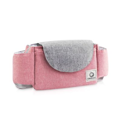 SONARIN Pram Buggy Bag Organiser & Stroller Organiser,Large Stroller Storage with Deep Cup Holder,Thickened Strap Used as Carry-On Handbag,Universal Fit All Buggy Models(Pink)