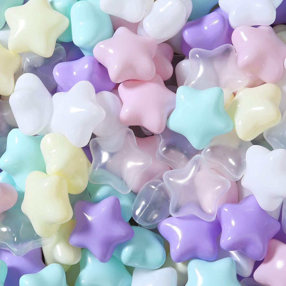 STARBOLO Star Ball Pit Balls - Pack of 100 Macaron Balls BPA&Phthalate Free Non-Toxic Crush Proof Ocean Ball Soft Plastic Balls for 1-5 Years Kids Birthday Pool Tent Party.