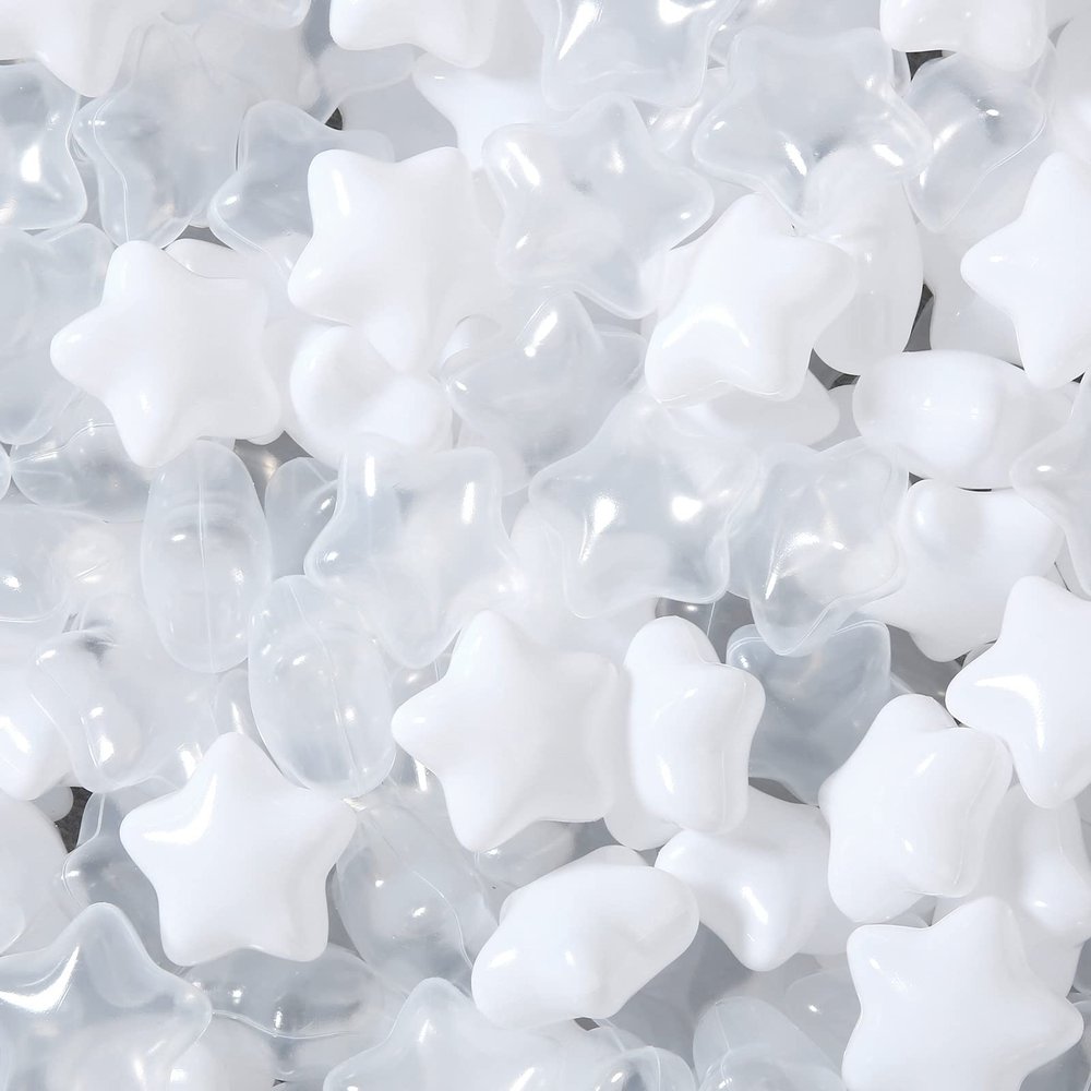 Star Ball Pit Balls Pack of 100 - Star Balls BPA&Phthalate Free Non-Toxic Crush Proof Ocean Ball Soft Plastic Balls for 1 2 3 4 5Years Toddlers Baby Kids Birthday Pool Tent Party (Star).