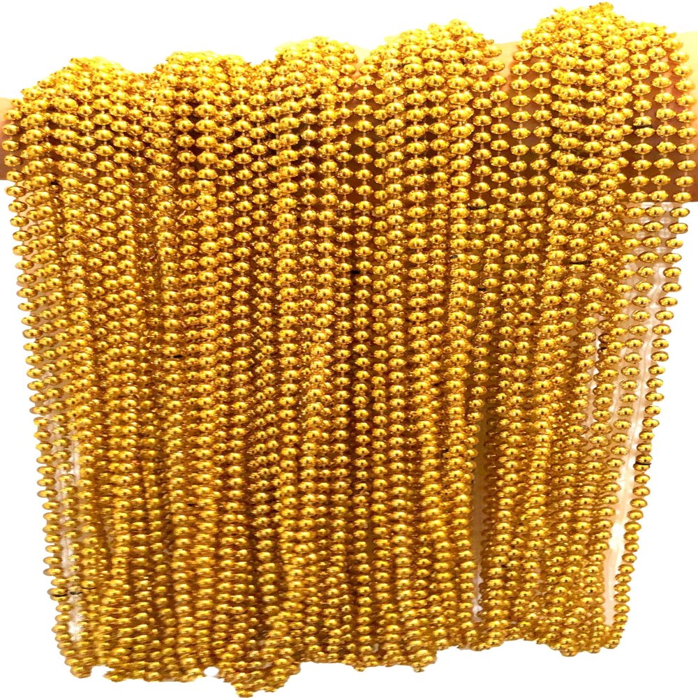 Dondor Festive Metallic Beaded Necklaces (30 Pack, GOLD)
