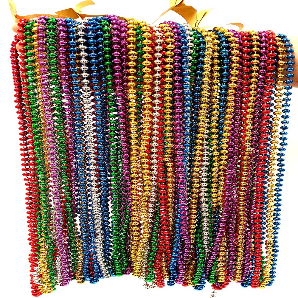 Dondor Festive Metallic Beaded Necklaces (30 Pack, MULTICOLORED)