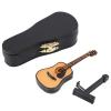 Miniature Wooden Guitar, Wooden Musical Instrument Mini Accessory for Dollhouse Model Home for Decoration(10CM) view 1