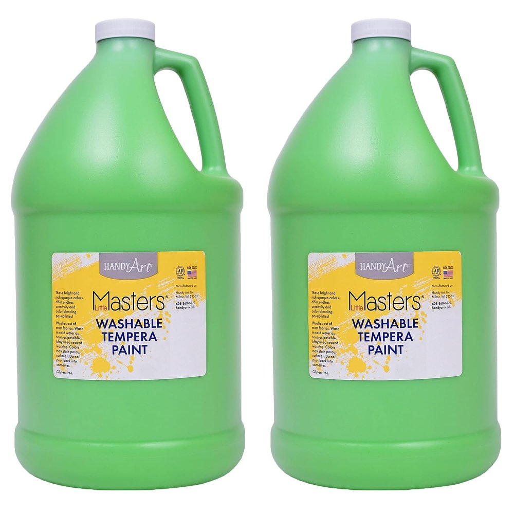 Handy Art Little Masters Washable Tempera Paint, Light Green, 1 Gallon, Pack of 2 (RPC214742-2)