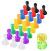 26 Pieces Multicolor Board Game Pieces and Dice Include 24 Multicolor Plastic Pawn Chess Pieces and 2 Plastic 6-Sided Game Dices, Chess Game Pieces Dice Set for Board Game Components Table Marking view 1