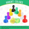 26 Pieces Multicolor Board Game Pieces and Dice Include 24 Multicolor Plastic Pawn Chess Pieces and 2 Plastic 6-Sided Game Dices, Chess Game Pieces Dice Set for Board Game Components Table Marking view 3