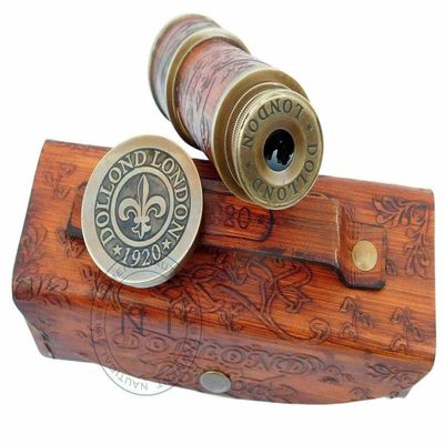 Antique-Brass-Telescope-Marine-Nautical-Leather-Pirate-Spyglass-Vintage-Scope