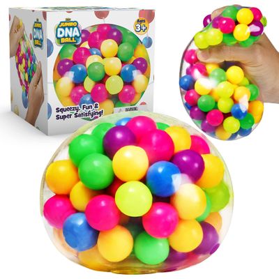 YoYa Toys The Original Jumbo DNA Ball | Colorful Fidget Squeezing Stress Relief Ball for Adults & Kids | Our Unique Rubber Squishy Toys are Great for Stress, Anxiety, Bad Habits & More