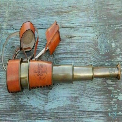Kelvin & Hughes Brass with Leather Carry CASE Spyglass Maritime Telescope