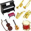 Dollhouse Miniature Musical Instrument Set in 1:12 Scale, Mini Dollhouse Musical Instrument Model Includes Violin Piano Trumpet Saxophone Electric Guitar, Model Accessory F view 1