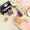 Dollhouse Miniature Musical Instrument Set in 1:12 Scale, Mini Dollhouse Musical Instrument Model Includes Violin Piano Trumpet Saxophone Electric Guitar, Model Accessory F view 4
