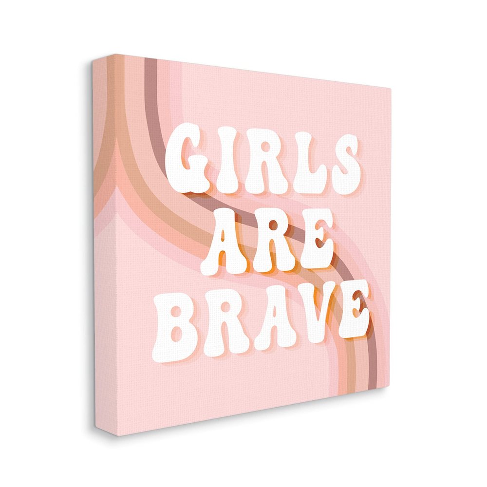 Stupell Industries Girls are Brave Bold Retro Typography Curved Rainbow
