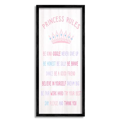 Stupell Industries Princess Rules Listed Kids Pretend Pink Crown