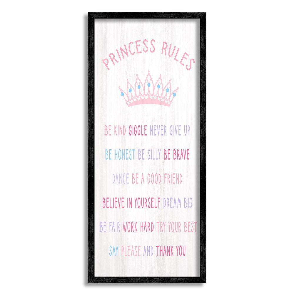 Stupell Industries Princess Rules Listed Kids Pretend Pink Crown