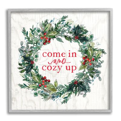 Stupell Industries Come in and Cozy Up Winter Red Holly