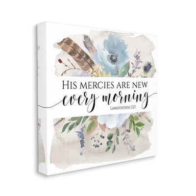 Stupell Industries His Mercies are New Lamentations 3:23 Blue Florals