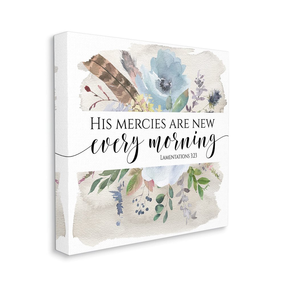 Stupell Industries His Mercies are New Lamentations 3:23 Blue Florals