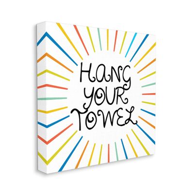 Stupell Industries Kids' Hang Your Towel Bathroom Rules Rainbow Stripes