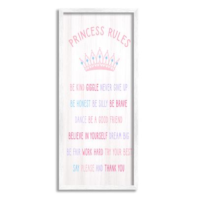 Stupell Industries Princess Rules Listed Kids Pretend Pink Crown