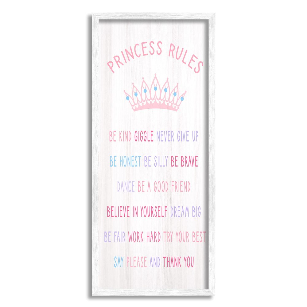 Stupell Industries Princess Rules Listed Kids Pretend Pink Crown