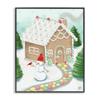 Stupell Industries 'Playful Gingerbread House Christmas Landscape Happy Snowman', Framed Giclee Art, Black, 16 x 20 Inches, Easy to Hang and Sturdy, Made in USA, by Jackie Quigley view 1