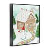 Stupell Industries 'Playful Gingerbread House Christmas Landscape Happy Snowman', Framed Giclee Art, Black, 16 x 20 Inches, Easy to Hang and Sturdy, Made in USA, by Jackie Quigley view 2