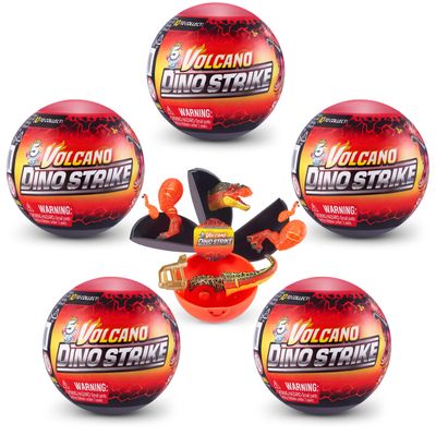 5 Surprise Dino Strike Series 4 (5 Pack) by ZURU Amazon Exclusive Mystery Collectible Mini Dinosaur Toys Fossils Capsules for Boys and Kids (5 Pack), Multi-Color, 77243