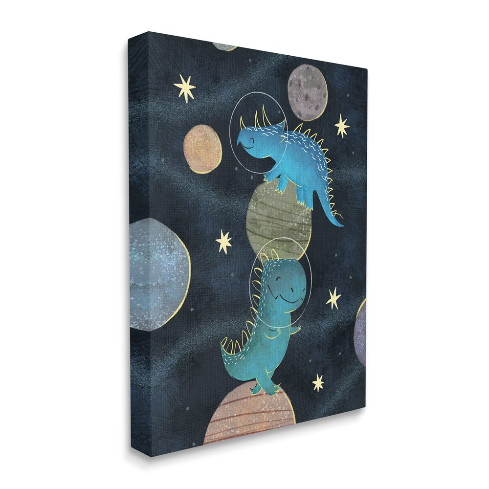 Stupell Industries Galactic Dinosaur Astronauts Outer Space Planets