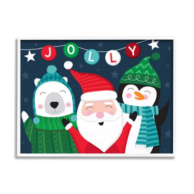 Stupell Industries Festive Christmas Jolly Typography Santa Claus Penguin