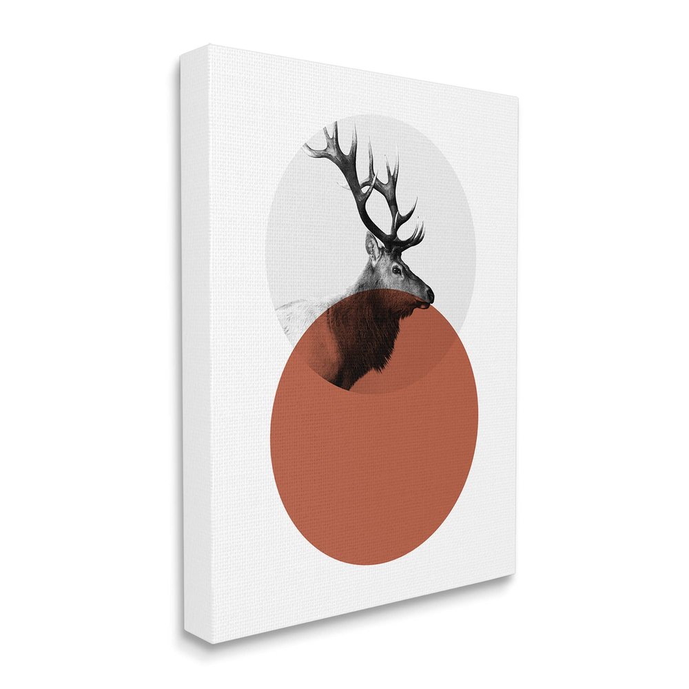 Stupell Industries Modern Elk Portrait Bold Red Terracotta Layered Circle