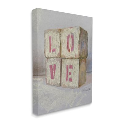 Stupell Industries Love Typography Kids' Building Block Arrangement