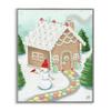 Stupell Industries 'Playful Gingerbread House Christmas Landscape Happy Snowman', Framed Giclee Art, Gray, 16 x 20 Inches, Easy to Hang and Sturdy, Made in USA, by Jackie Quigley view 1