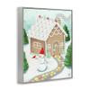 Stupell Industries 'Playful Gingerbread House Christmas Landscape Happy Snowman', Framed Giclee Art, Gray, 16 x 20 Inches, Easy to Hang and Sturdy, Made in USA, by Jackie Quigley view 2