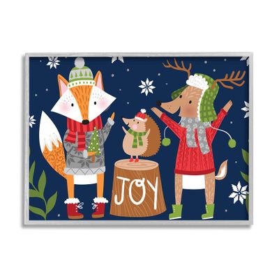 Stupell Industries Snowy Winter Woodland Animals Adorable Fox Reindeer Hedgehog