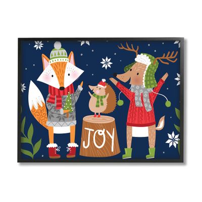 Stupell Industries Snowy Winter Woodland Animals Adorable Fox Reindeer Hedgehog