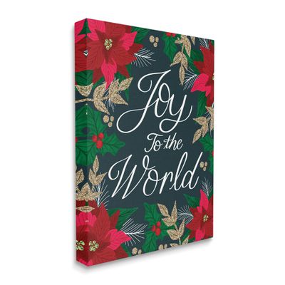 Stupell Industries Joy to The World Festive Red Poinsettia Florals