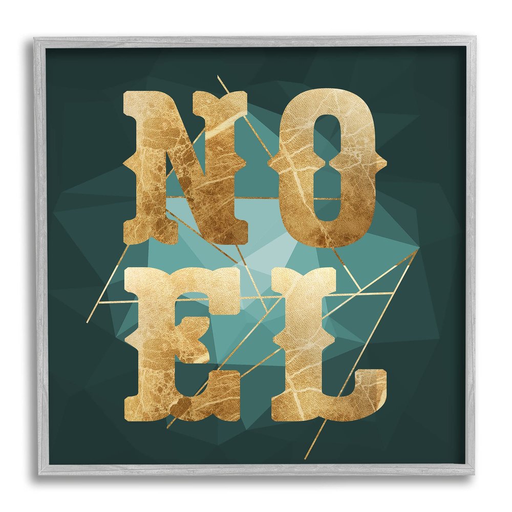 Stupell Industries Noel Glam Christmas Typography Green Geometric Shapes