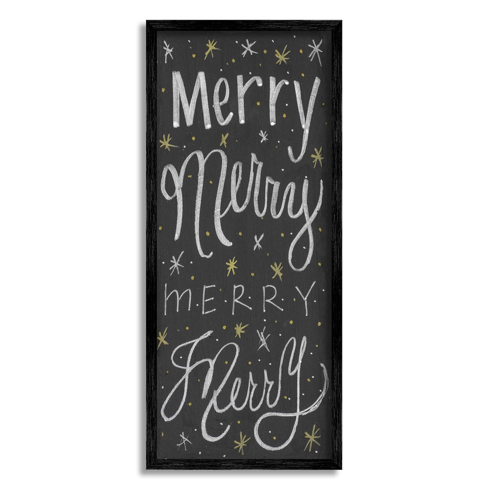 Stupell Industries Festive Merry Chalk Style Typography Chistmas Stars