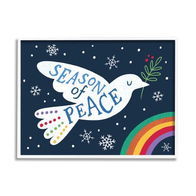 Stupell Industries Season of Peace Phrase White Dove Over Rainbow