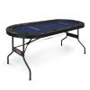 PEXMOR 8 Player Foldable Poker Table, Folding Texas Holdem Blackjack Casino Game Table w/Deeper Stainless Steel Cup Holders| Casino-Grade Felt| Water-Resistant Cushioned Rail, Fully Assembled view 1