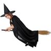 3 Pieces Halloween Witch Costume, Witch Broomstick Hooded Cloak Cape Wizard Hat Halloween Hat Cape Wizard Cosplay Robe Vampire Costume for Party Men Women view 1