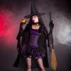3 Pieces Halloween Witch Costume, Witch Broomstick Hooded Cloak Cape Wizard Hat Halloween Hat Cape Wizard Cosplay Robe Vampire Costume for Party Men Women view 4