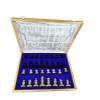 12" Soap Stone Chess Set Pieces & Framed Wooden Board with Velvet Storage Box | Mid Century Marble Chess Set- Taj Chess Store view 2