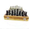 12" Soap Stone Chess Set Pieces & Framed Wooden Board with Velvet Storage Box | Mid Century Marble Chess Set- Taj Chess Store view 3