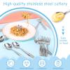 16 Pieces Toddler Utensils Kids Silverware Set, Stainless Steel Childrens Forks and Spoons, Metal Kids Safe Flatware Set, Dishwasher Safe view 3