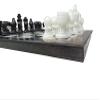 12" Black and White Marble Chess Set with Velvet Storage Box | Mid Century Marble Chess Set | Quad Weighted- Taj Chess Store view 4
