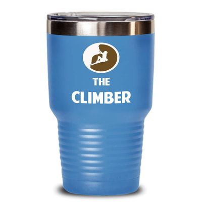 Rock Climbing Tumbler The Climber Best Gift For Rock Climber 30oz, Light Blue
