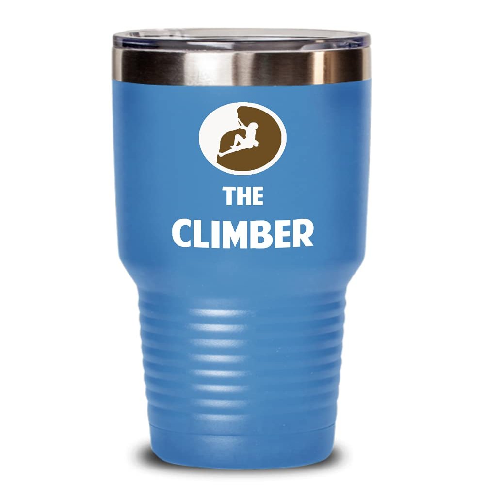 Rock Climbing Tumbler The Climber Best Gift For Rock Climber 30oz, Light Blue