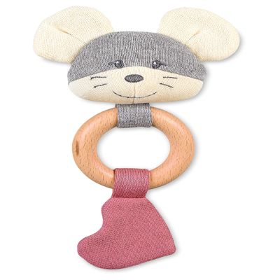 GOTS Knitted Toy Figure with Grip Ring Mabel